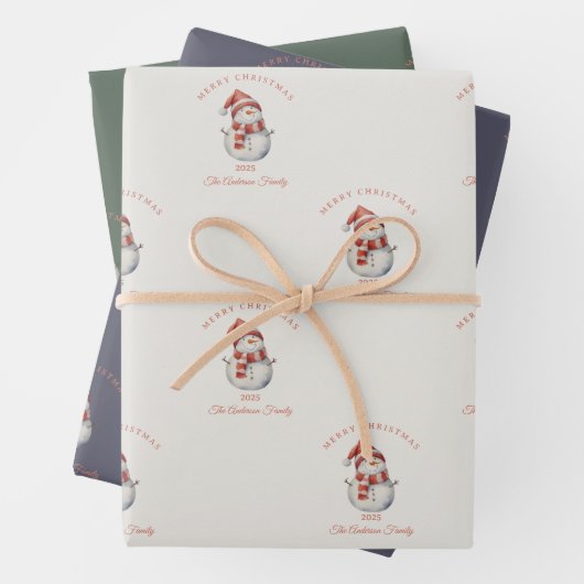 Custom Snowman Aquarell Weihnachtsgeschenk Geschenkpapier Set (Beispiel)
