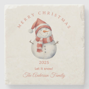 Custom Snowman Aquarell Weihnachtsgeschenk Steinuntersetzer