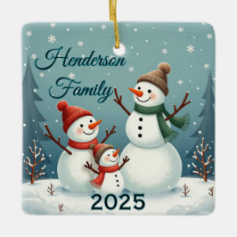 Custom Snowman Family Of Three Keramikornament