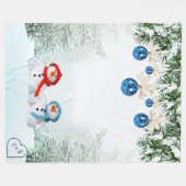 Custom Snowman Fleece Blanket (Vorderseite (Horizontal))