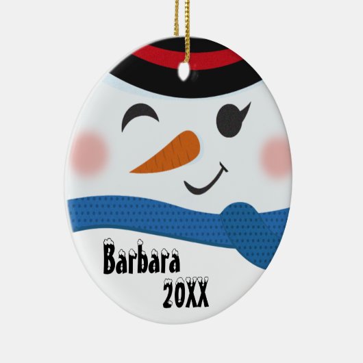 Custom Snowman Gesicht Keramik Ornament (Rechts)