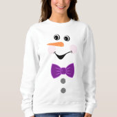 Custom Snowman Lila Bowtie Black Buffalo Button Sweatshirt (Vorderseite)