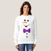 Custom Snowman Lila Bowtie Black Buffalo Button Sweatshirt (Vorne ganz)