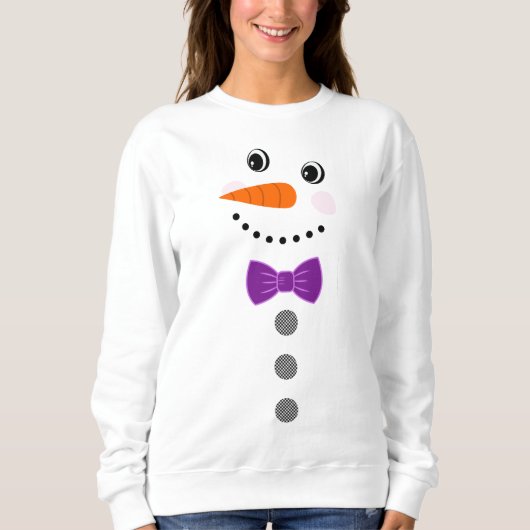 Custom Snowman Lila Bowtie Black Buffalo Tasten Sweatshirt (Vorderseite)