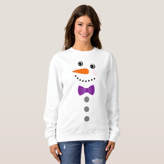 Custom Snowman Lila Bowtie Black Buffalo Tasten Sweatshirt (Vorne ganz)