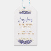 Custom Snowman lila Thema Kinderdusche Geschenkanhänger (Vorderseite)