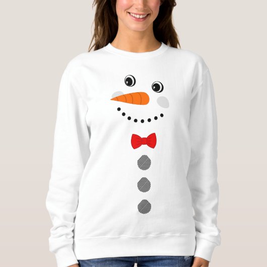Custom Snowman Red Bowtie Black Buffalo Tasten Sweatshirt (Vorderseite)