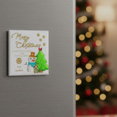 Custom Snowman, Tree & Wormy wünscht Weihnachten Magnet