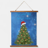 Custom Snowy Christmas Tree Wall Tapestry Wandteppich Mit Holzrahmen (Vorderseite)