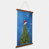 Custom Snowy Christmas Tree Wall Tapestry Wandteppich Mit Holzrahmen (Gewinkelt)