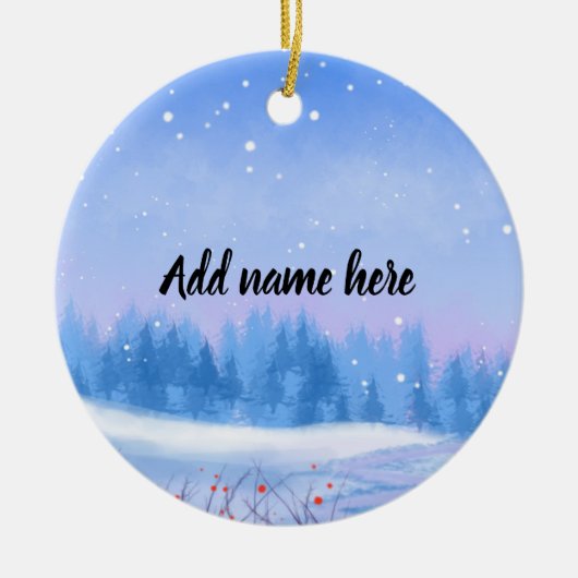 Custom Snowy Landscape Christmas Ornament (Vorne)