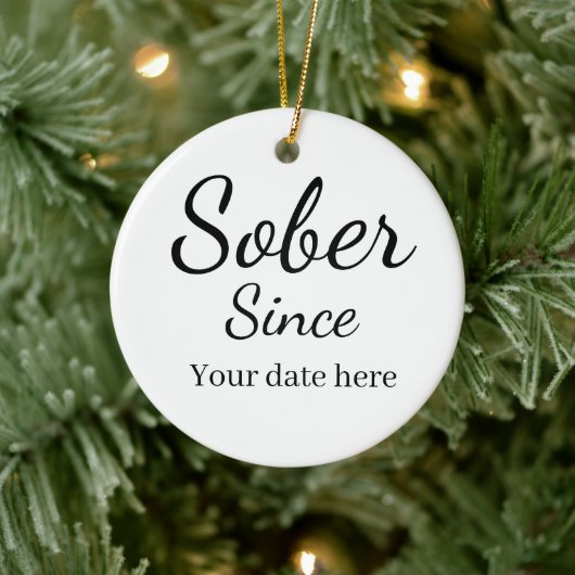 Custom “Sober Since” Keychain - Sobriety Date Keramik Ornament (Baum)
