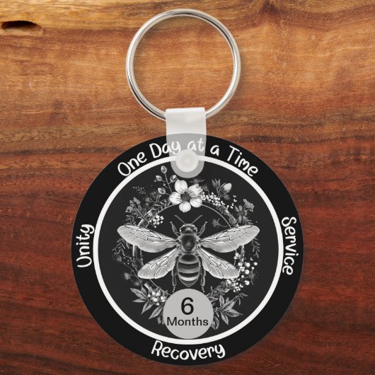 Custom Sobriety Jubiläum Geschenk - Bienen und Blu Schlüsselanhänger (Vorderseite)