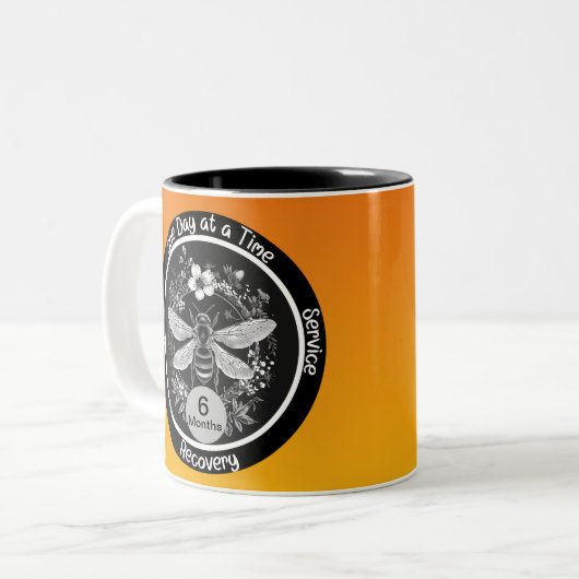 Custom Sobriety Jubiläum Geschenk - Bienen und Blu Zweifarbige Tasse (Vorderseite Links)