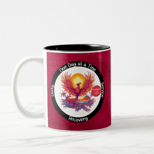 Custom Sobriety Meilenstein Geschenk - Phoenix Zweifarbige Tasse (Links)