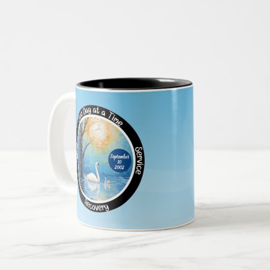 Custom Sobriety Meilenstein Geschenk - Swan In Lak Zweifarbige Tasse (Vorderseite Links)