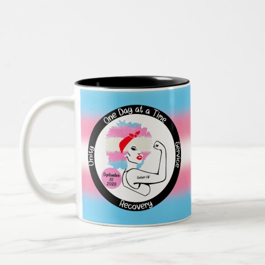 Custom Sobriety Meilenstein Geschenk - Trans Prix Zweifarbige Tasse (Links)