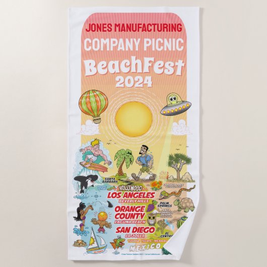 Custom SoCal Sunset Beach Handtuch (Vorderseite)