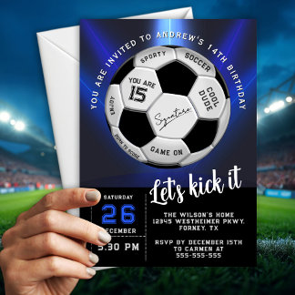Custom Soccer Ball Modern Birthday Fully Editable Einladung