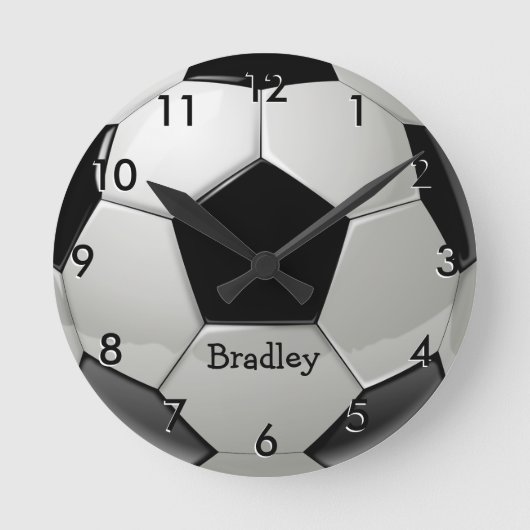 Custom Soccer Ball Sports Round Clock Runde Wanduhr (Vorderseite)
