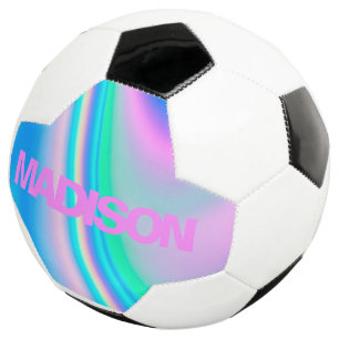 Custom Soccer Balls Name Holographic Girly Unicorn Fußball