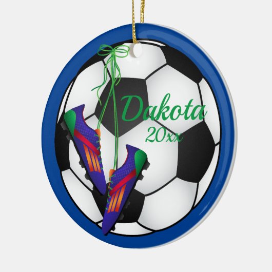 Custom Soccer Christmas Ornament Red - Blue Clemen (Links)
