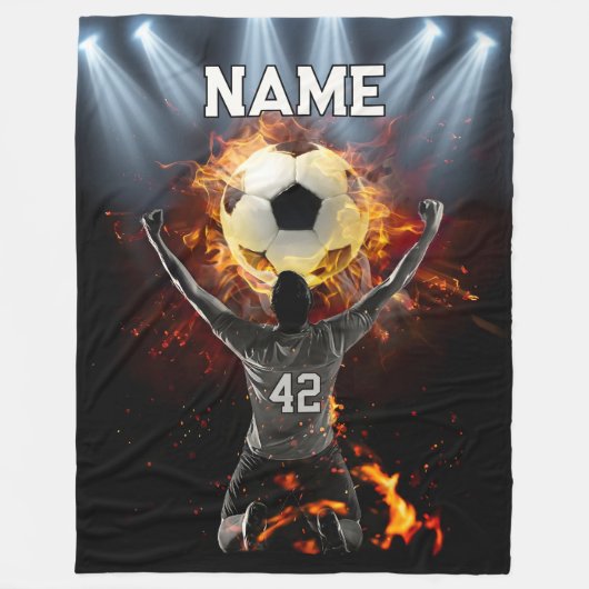 Custom Soccer Fleece Blanket mit Name und Nummer (Vorderseite)