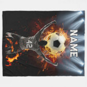 Custom Soccer Fleece Blanket mit Name und Nummer (Vorderseite (Horizontal))