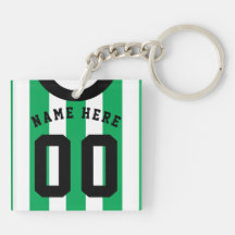 Custom Soccer Rugby Jersey Keyring, Grüne Streifen
