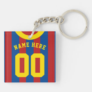 Custom Soccer Rugby Jersey Keyring, Red & Blue Schlüsselanhänger