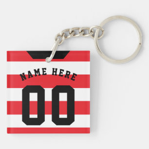 Custom Soccer Rugby Jersey Keyring, Red Stripes Schlüsselanhänger