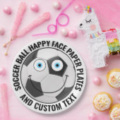 Custom Soccer Theme Party BLAUE EYES Happy Face 9" Pappteller (Party)