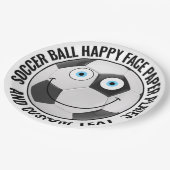 Custom Soccer Theme Party BLAUE EYES Happy Face 9" Pappteller (Schrägansicht)