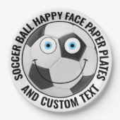 Custom Soccer Theme Party BLAUE EYES Happy Face 9" Pappteller (Vorderseite)