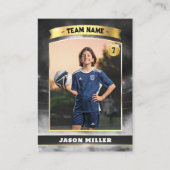 Custom Soccer Trading Card Black Gold Stadium Telefonnummerkarte (Vorderseite)