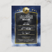 Custom Soccer Trading Card Blue Gold Stadium Telefonnummerkarte (Rückseite)