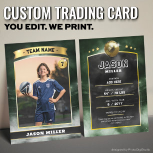 Custom Soccer Trading Card Green Gold Stadium Telefonnummerkarte