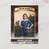 Custom Soccer Trading Card Red Gold Stadium Telefonnummerkarte (Vorderseite)