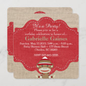 Custom Sock Monkey Geburtstagsparty Einladung (Vorne/Hinten)