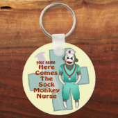 Custom Sock Monkey Nurse Schlüsselanhänger (Vorderseite)