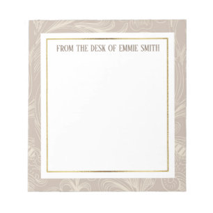 Custom Soft Brown Floral and Gold Notizblock