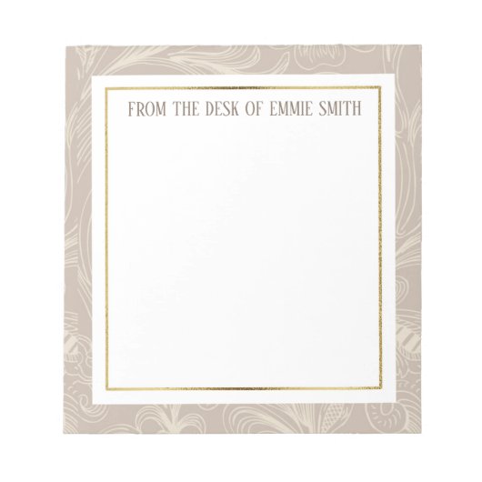 Custom Soft Brown Floral and Gold Notizblock (Vorderseite)