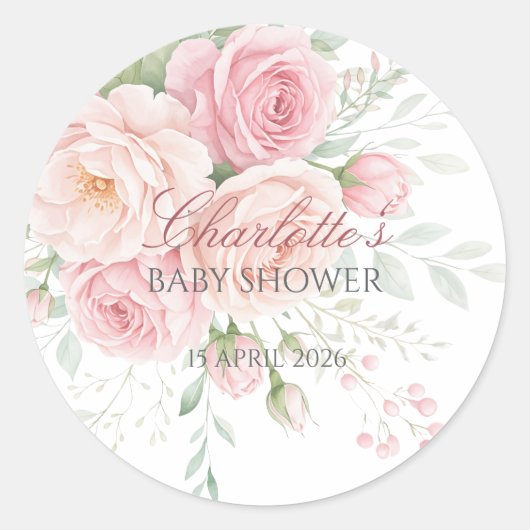 custom soft pink roses floral sticker template (Vorderseite)