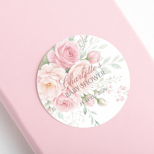 custom soft pink roses floral sticker template