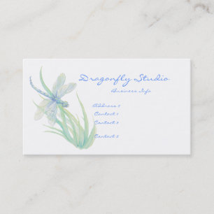 Custom Soft Watercolor Blue Green Dragonfly Visitenkarte