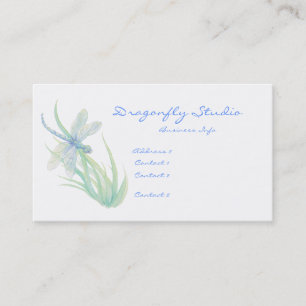 Custom Soft Watercolor Blue Green Dragonfly Visitenkarte