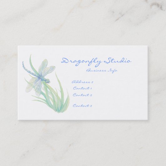 Custom Soft Watercolor Blue Green Dragonfly Visitenkarte (Vorderseite)