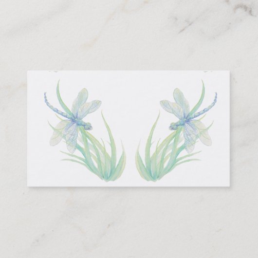 Custom Soft Watercolor Blue Green Dragonfly Visitenkarte (Rückseite)