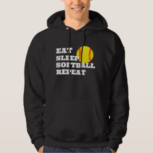 Custom Softball Hoodie - Funny Eat Sleep Wiederhol