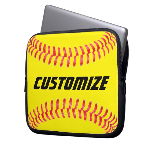 Custom Softball Laptop Sleeve (Vorderseite Links)
